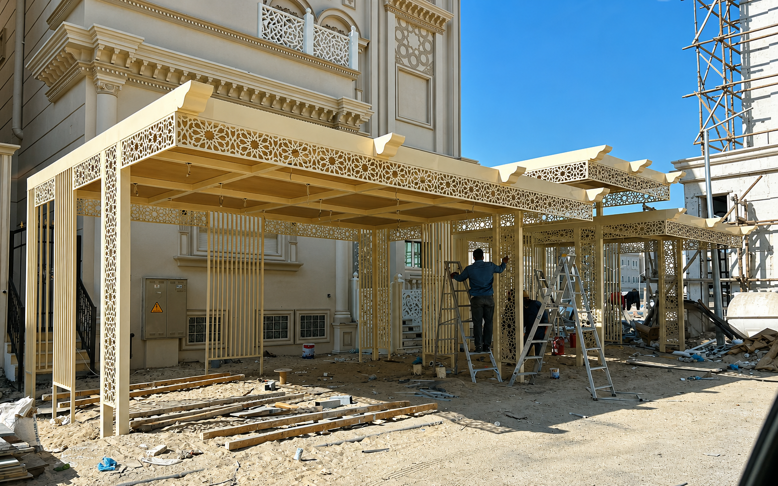 Green outdoor sports shade structure Kuwait
